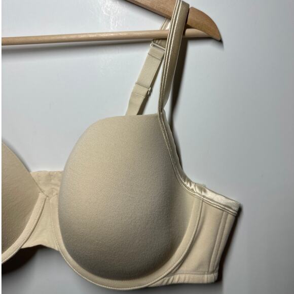 Cacique Cotton T-Shirt Bra Lightly Lined Beige Tan Sz 46D Plus Size Neutral - Picture 3 of 12